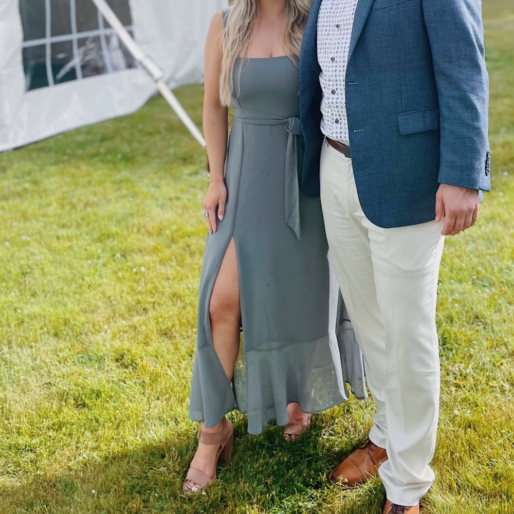 Claire Midi Dress from Show Me Your Mumu. Square neck midi dress in sage